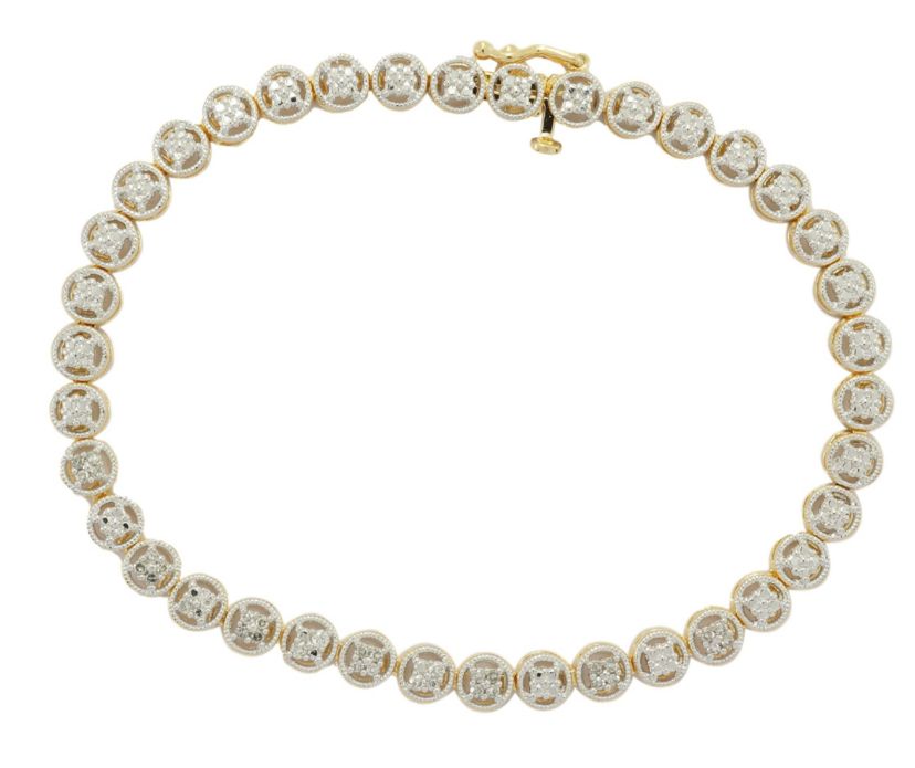 1/10 cttw Diamond Open Link Tennis Bracelet in 18k Yellow Gold Plated Sterling Silver