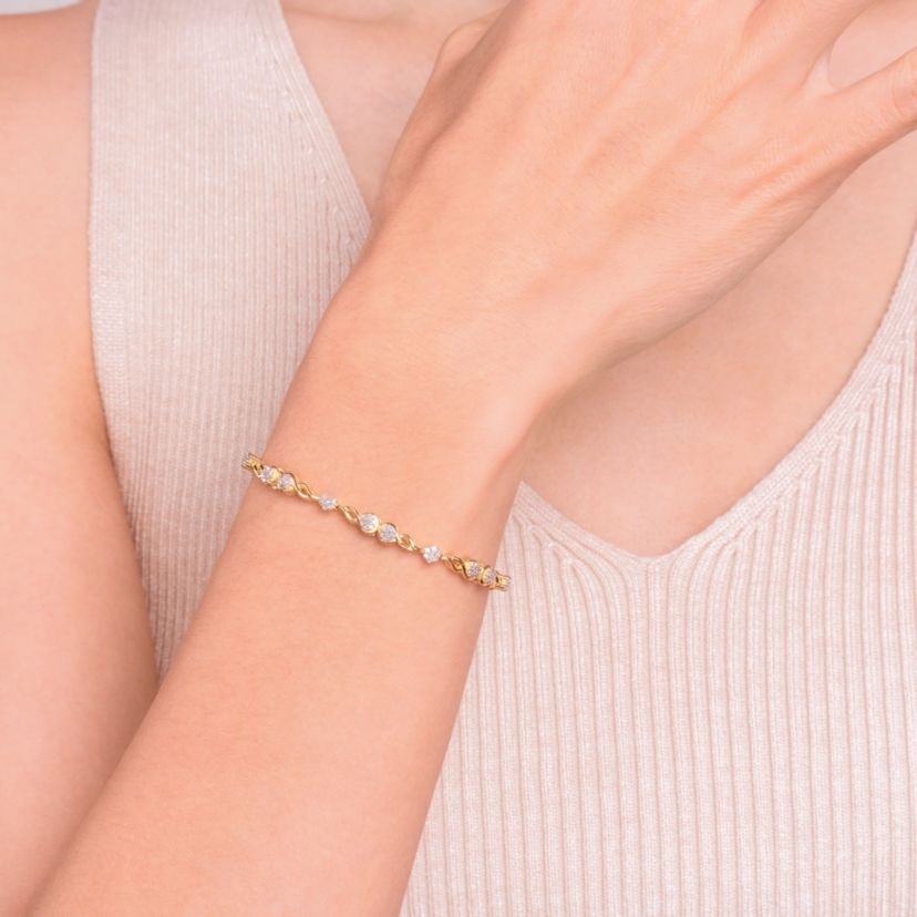 3/4 cttw Diamond Swirl Station Link Bracelet in 18k Yellow Gold Plated Sterling Silver