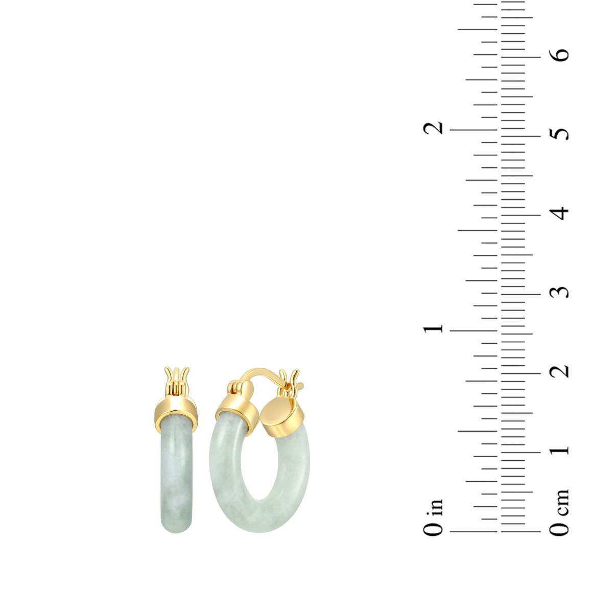 18k Yellow Gold Plated Sterling Silver Carved Genuine Green Jade 18mm Hoop Earrings