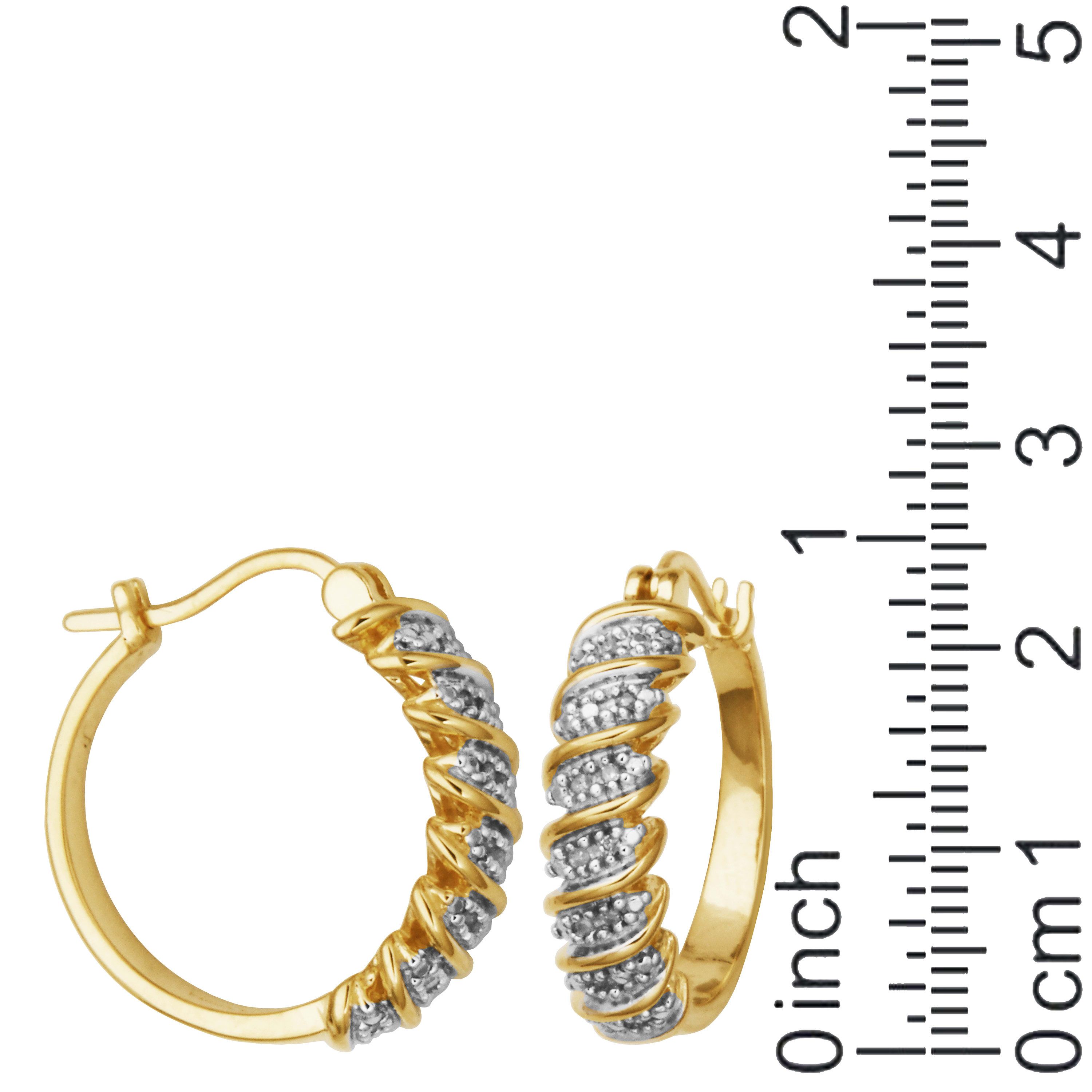 1/10 cttw Diamond Twist Hoop Earrings in 18k Yellow Gold Plated Sterling Silver