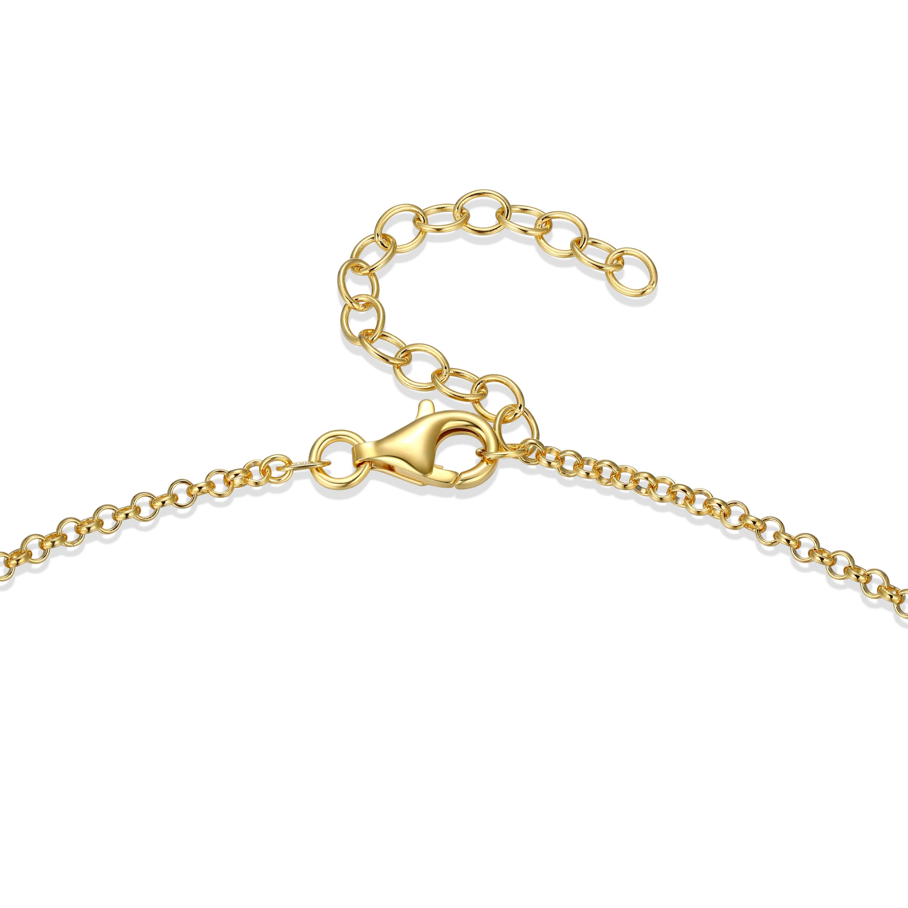 Genuine Green Jade and White Topaz Circle Pendant in 18K Gold-plated Sterling Silver