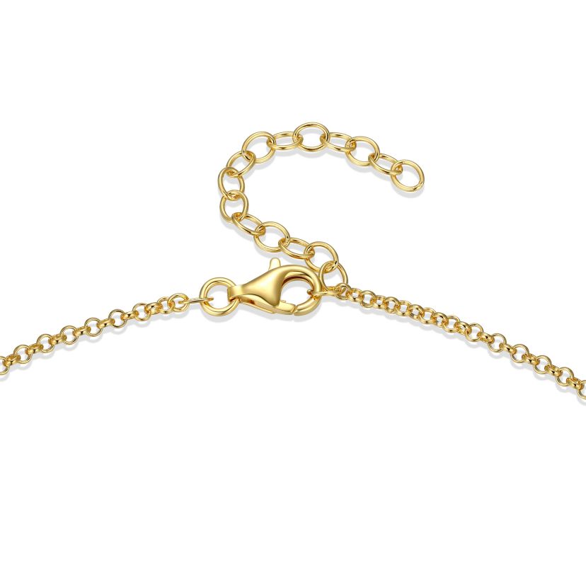 Genuine Green Jade and White Topaz Circle Pendant in 18K Gold-plated Sterling Silver