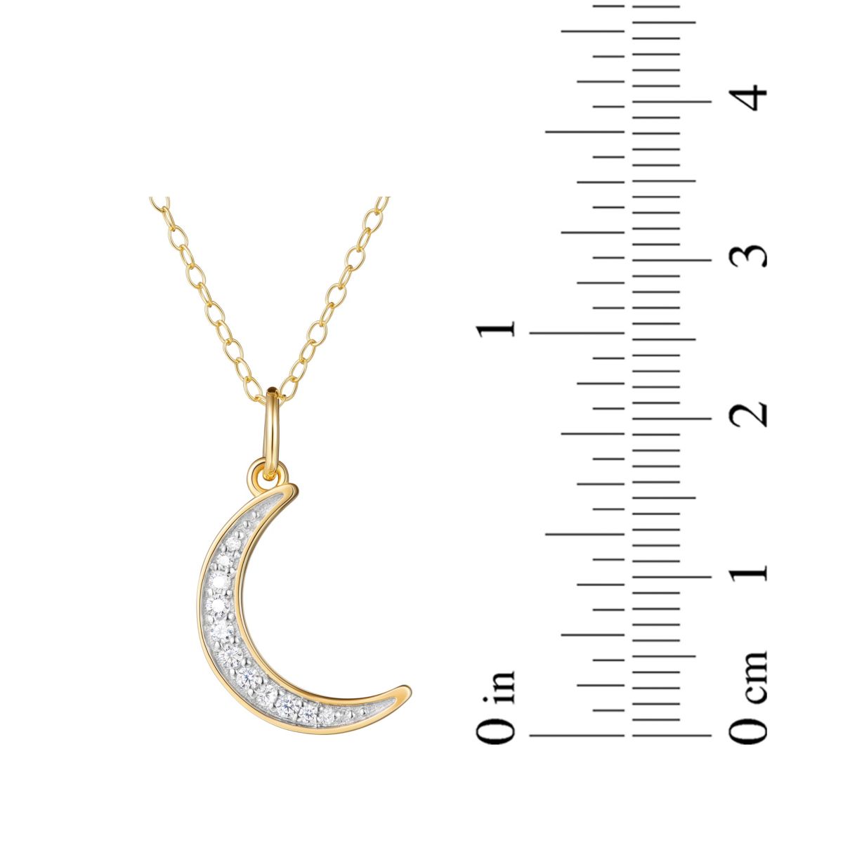 1/10 cttw Diamond Crescent Moon Pendant in 18k Yellow Gold Plated Sterling Silver with 18" Cable Chain