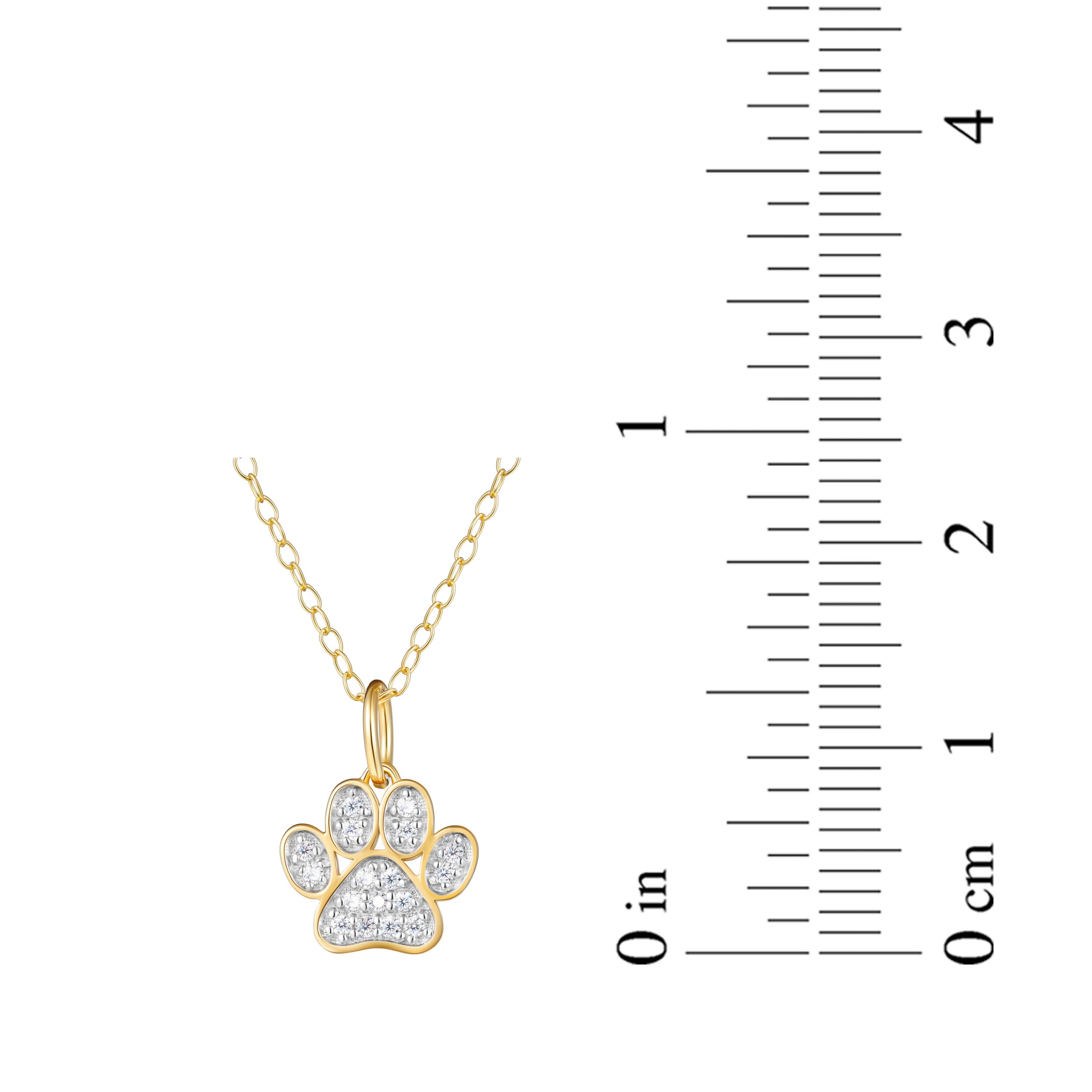 1/10 cttw Diamond Pawprint Pendant in 18k Yellow Gold Plated Sterling Silver with 18" Cable Chain