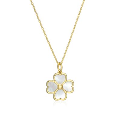 Aurealis Genuine White Mother of Pearl Clover Necklace in 18k Gold Plated Sterling Silver