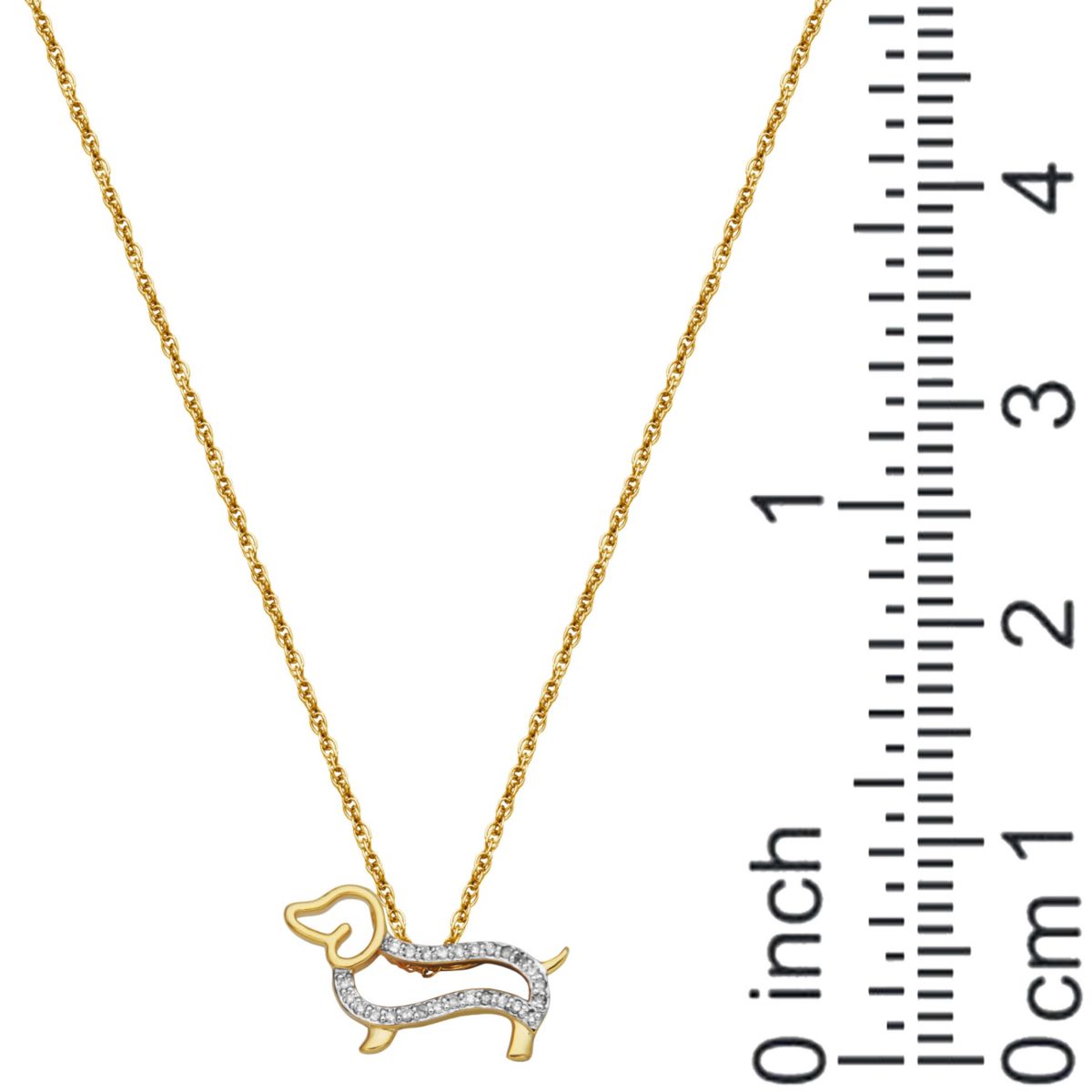1/6 cttw Diamond Dachshund Pendant in 18k Yellow Gold Plated Sterling Silver with 18" Chain