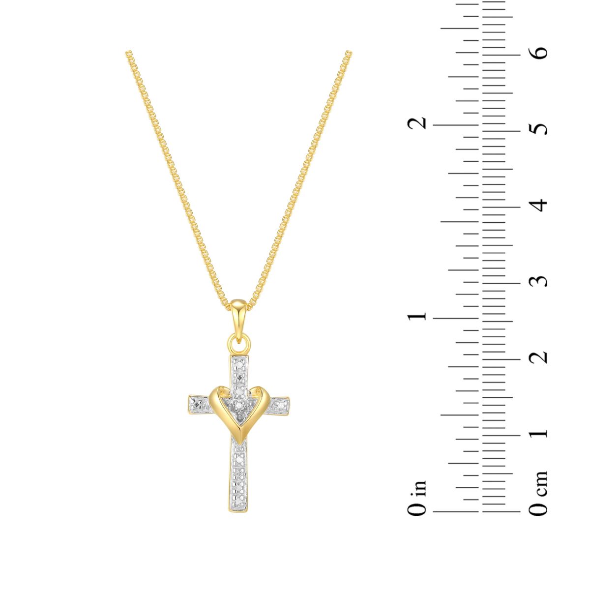 Diamond Accent Set of Bracelet and Cross Pendant with 18" Chain in Gold Plated Sterling Silver