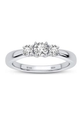 Ethique 1/2 Ct. T.w. Lab Created Diamond 3 Stone Ring In 14K White Gold