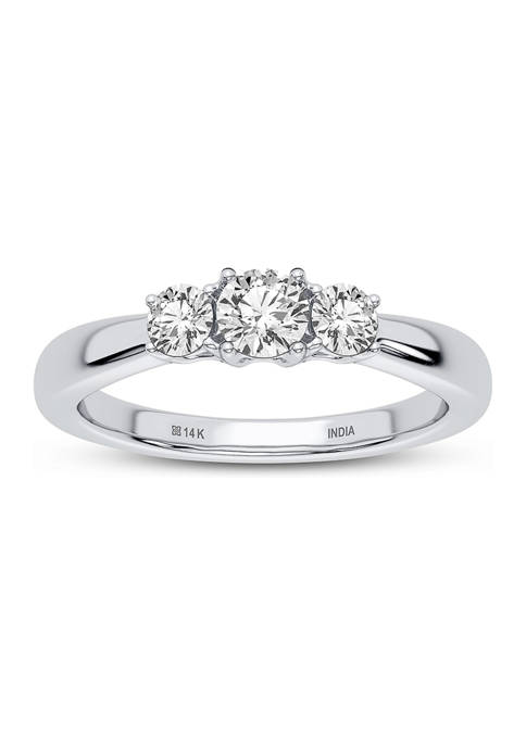 1/2 ct. t.w. Lab Created Diamond 3 Stone Ring in 14K White Gold 