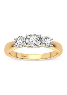 Ethique 1 Ct. T.w. Lab Created 3 Stone Diamond Ring In 14K Yellow Gold