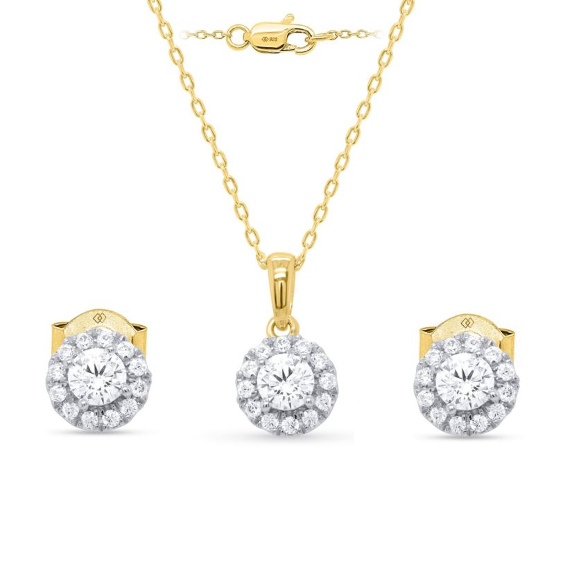 Lab Created 1CTTW Lab Grown Diamond Set of Necklace and Earrings.