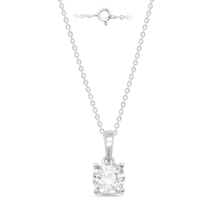 Lab Created 1CTTW Lab Grown Diamond Solitiare Pendant With Chain