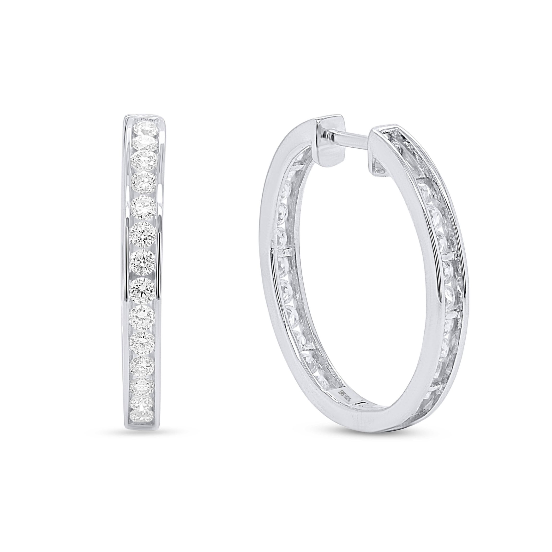 Lab Created 1/2CTTW Lab Grown Diamond Hoop Earrings