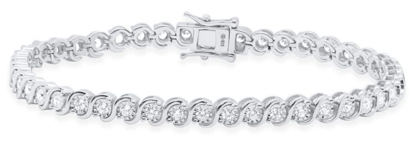 Lab Created 2 CTW LAB GROWN DIAMOND BRACELET IN GOLD PLATED STERLING SILVER