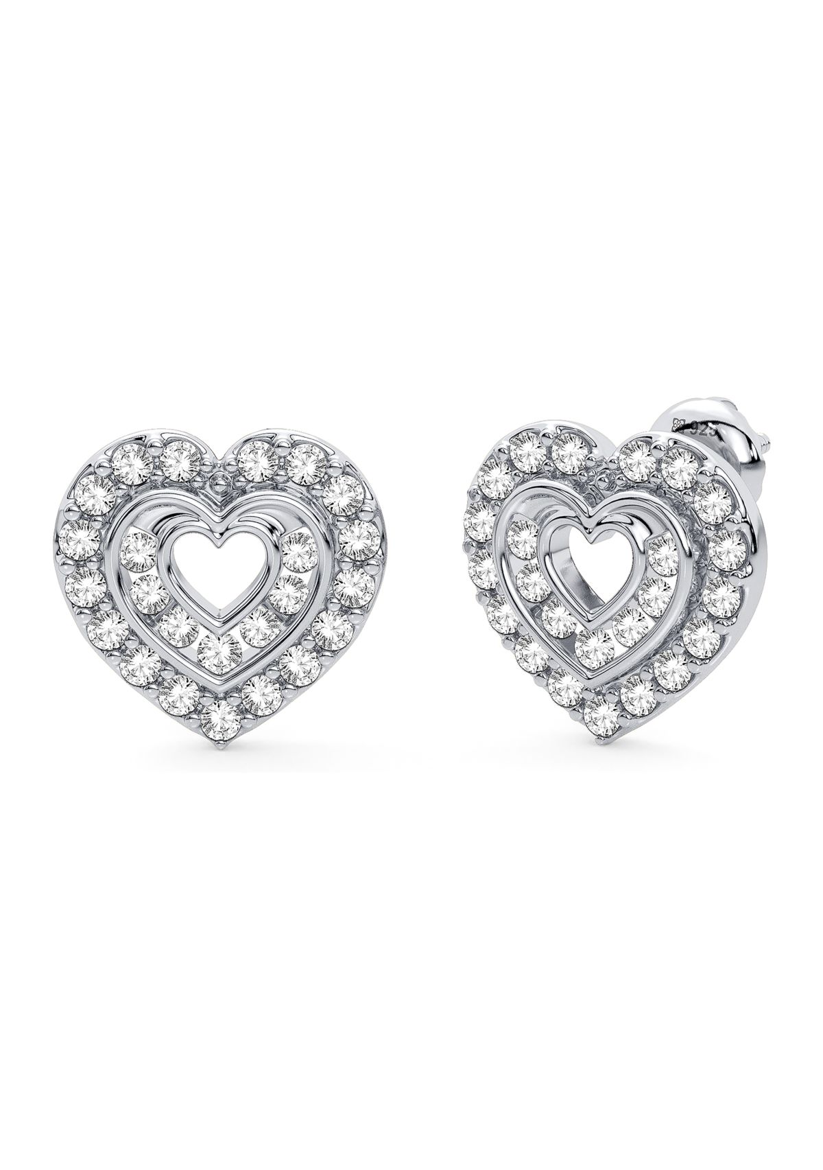 1/2 ct. t.w. Lab Created Diamond Heart Earrings in Sterling Silver 
