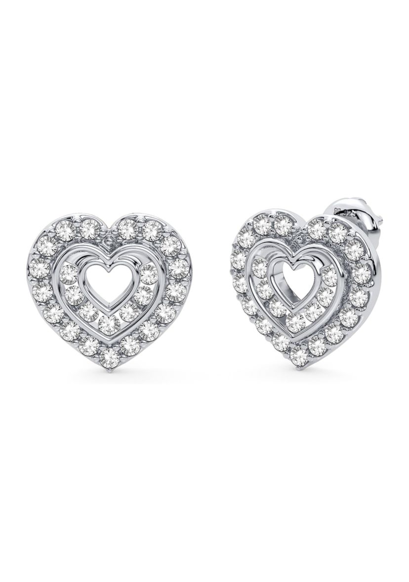 1/2 ct. t.w. Lab Created Diamond Heart Earrings in Sterling Silver 