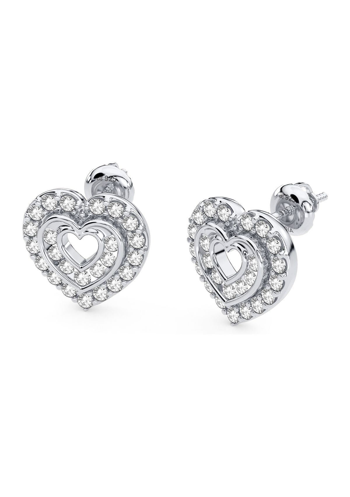 1/2 ct. t.w. Lab Created Diamond Heart Earrings in Sterling Silver 