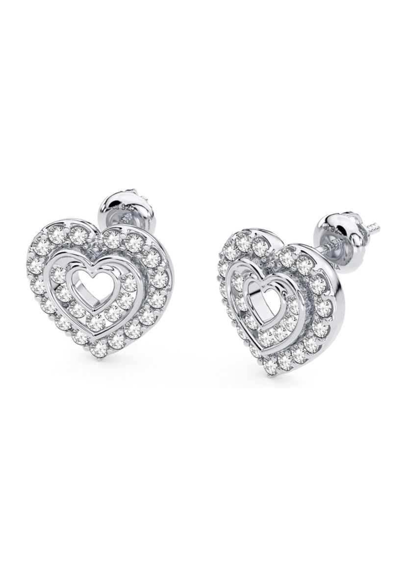 1/2 ct. t.w. Lab Created Diamond Heart Earrings in Sterling Silver 