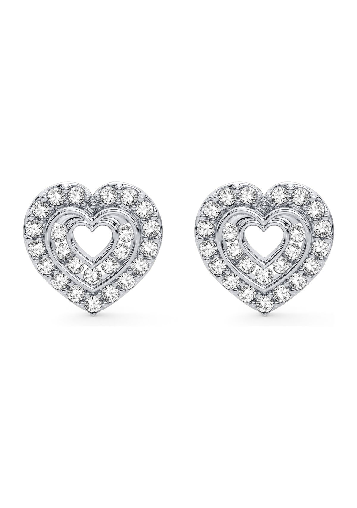 1/2 ct. t.w. Lab Created Diamond Heart Earrings in Sterling Silver 