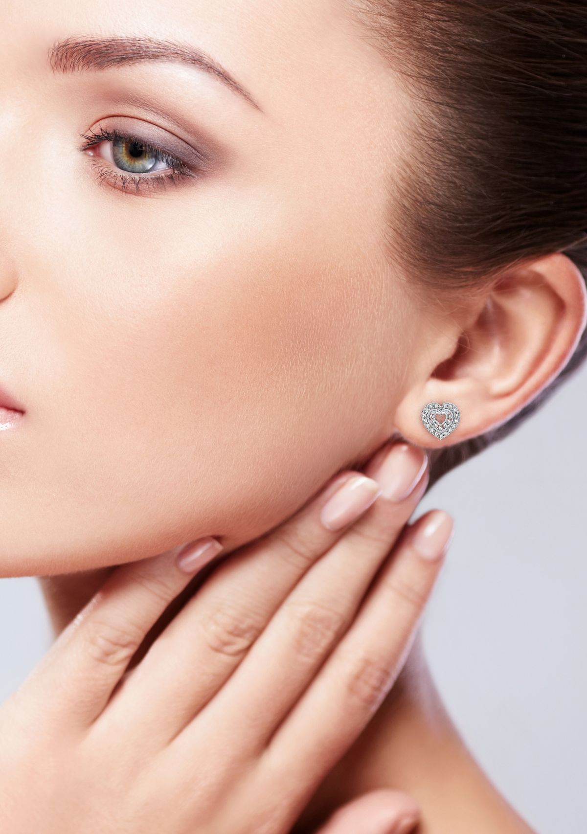 1/2 ct. t.w. Lab Created Diamond Heart Earrings in Sterling Silver 