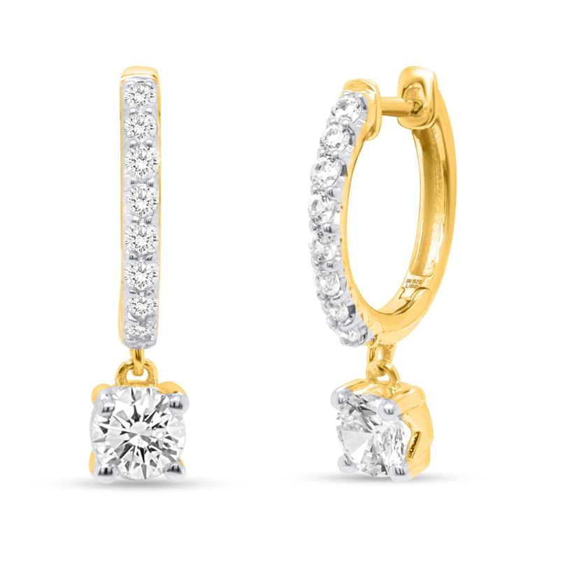 Lab Created 1/2CTW Lab Grown Diamond Hoop Earrings In Gold Plated Sterling Silver