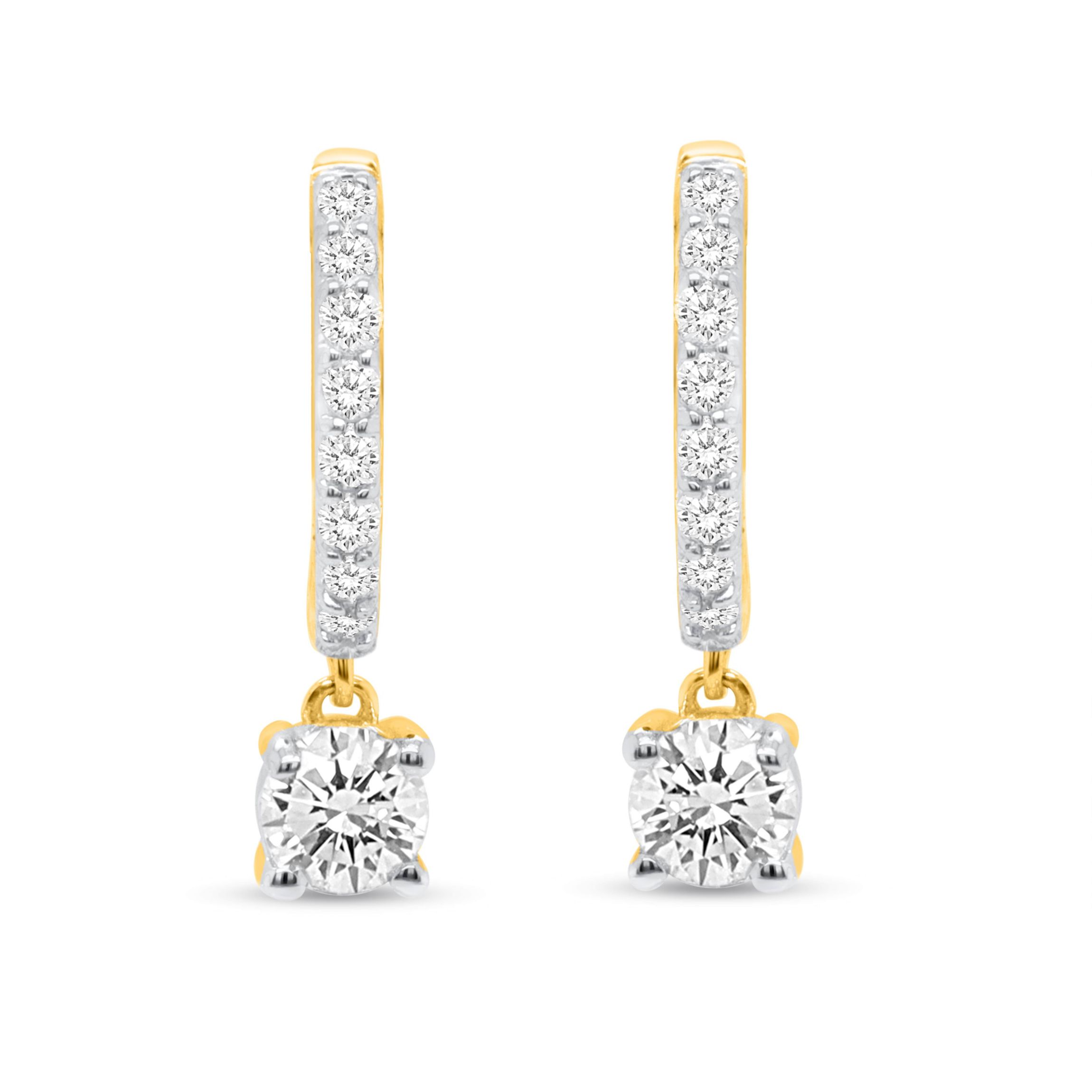 Lab Created 1/2CTW Lab Grown Diamond Hoop Earrings In Gold Plated Sterling Silver