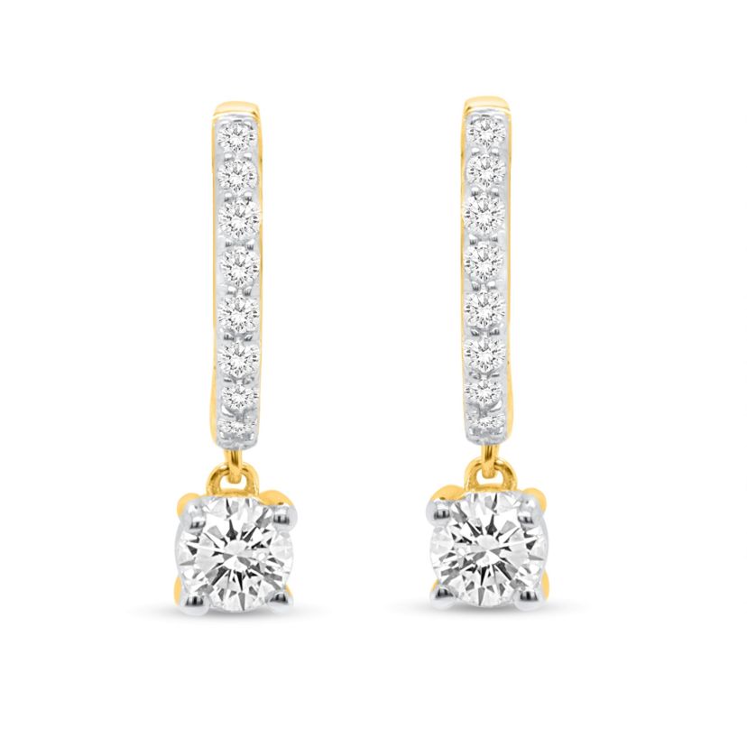 Lab Created 1/2CTW Lab Grown Diamond Hoop Earrings In Gold Plated Sterling Silver