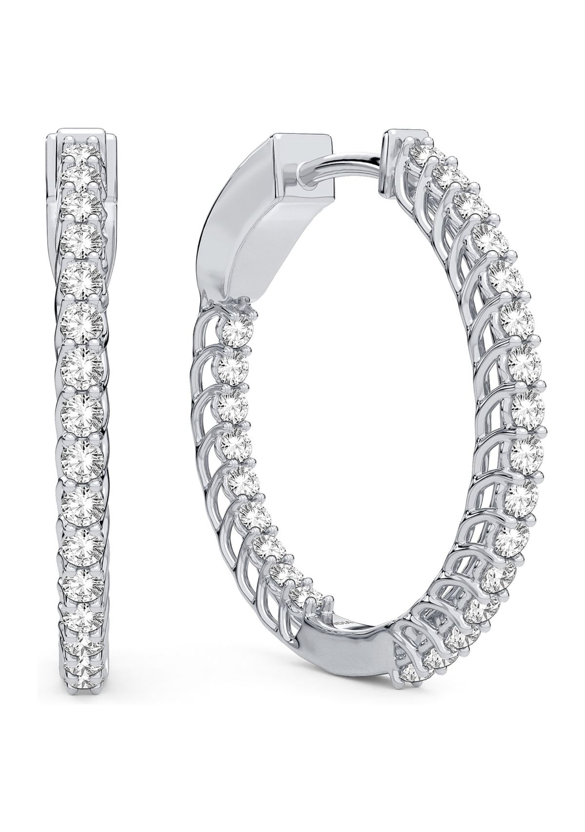 3/4 ct. t.w. Lab Created Round Diamond Hoop Earrings in Sterling Silver 
