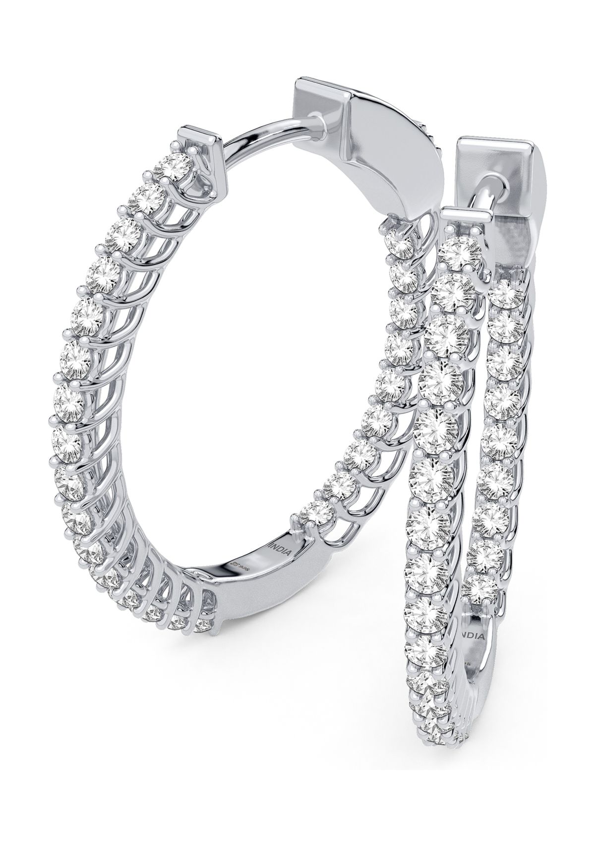 3/4 ct. t.w. Lab Created Round Diamond Hoop Earrings in Sterling Silver 