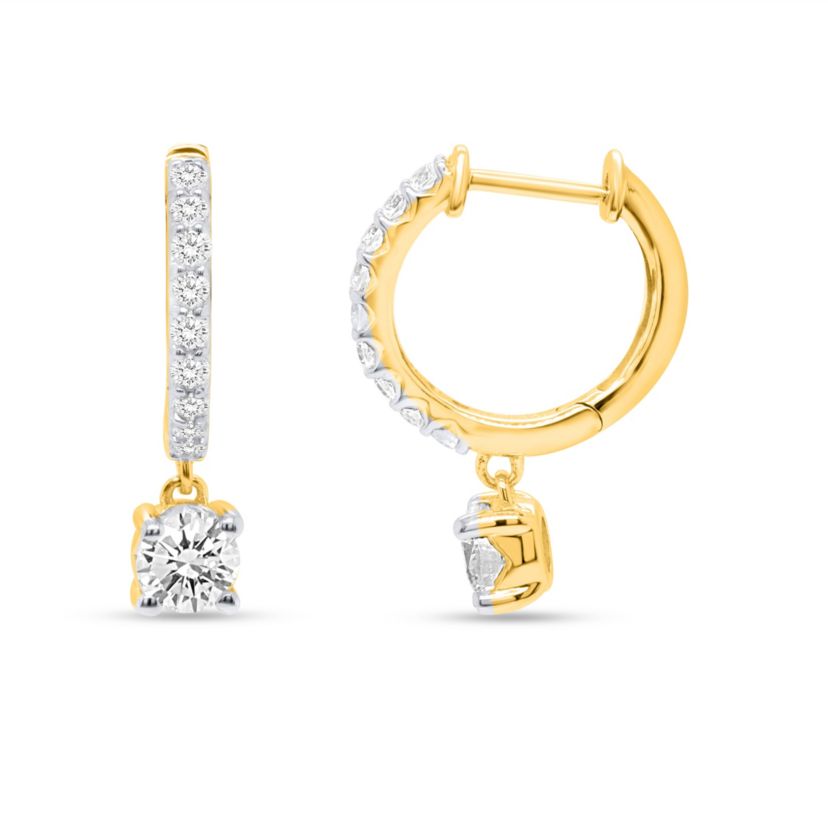 Lab Created 1CTW Lab Grown Diamond Hoop Earrings In Gold Plated Sterling Silver