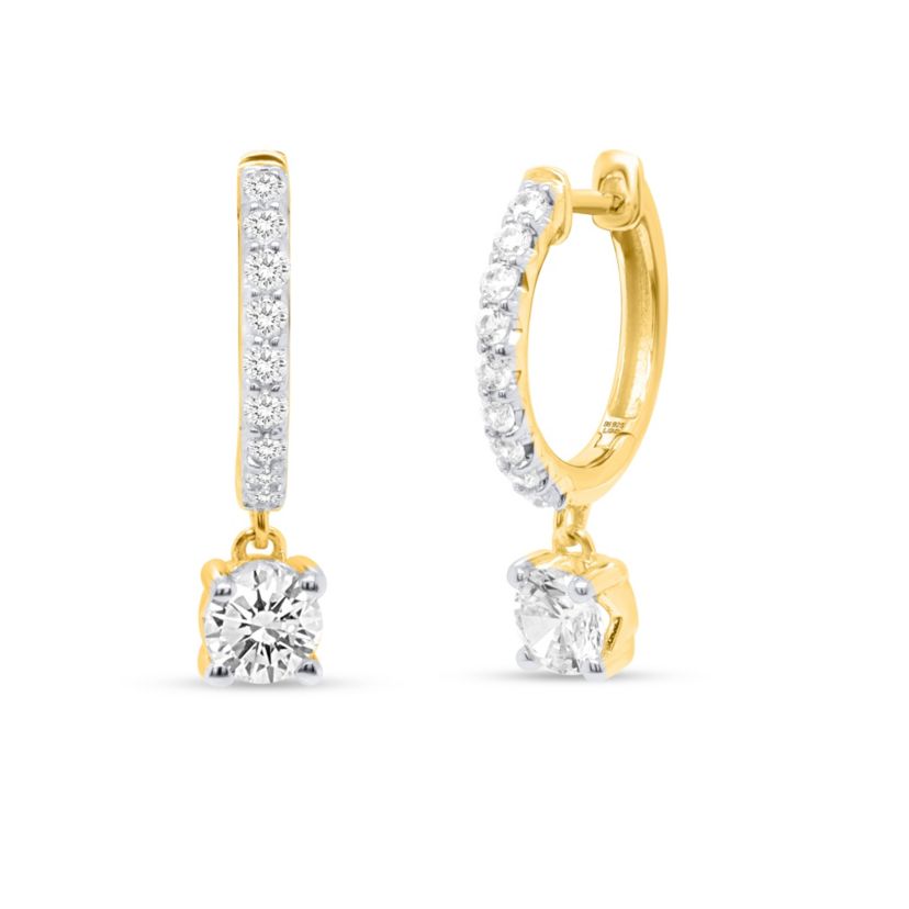 Lab Created 1CTW Lab Grown Diamond Hoop Earrings In Gold Plated Sterling Silver