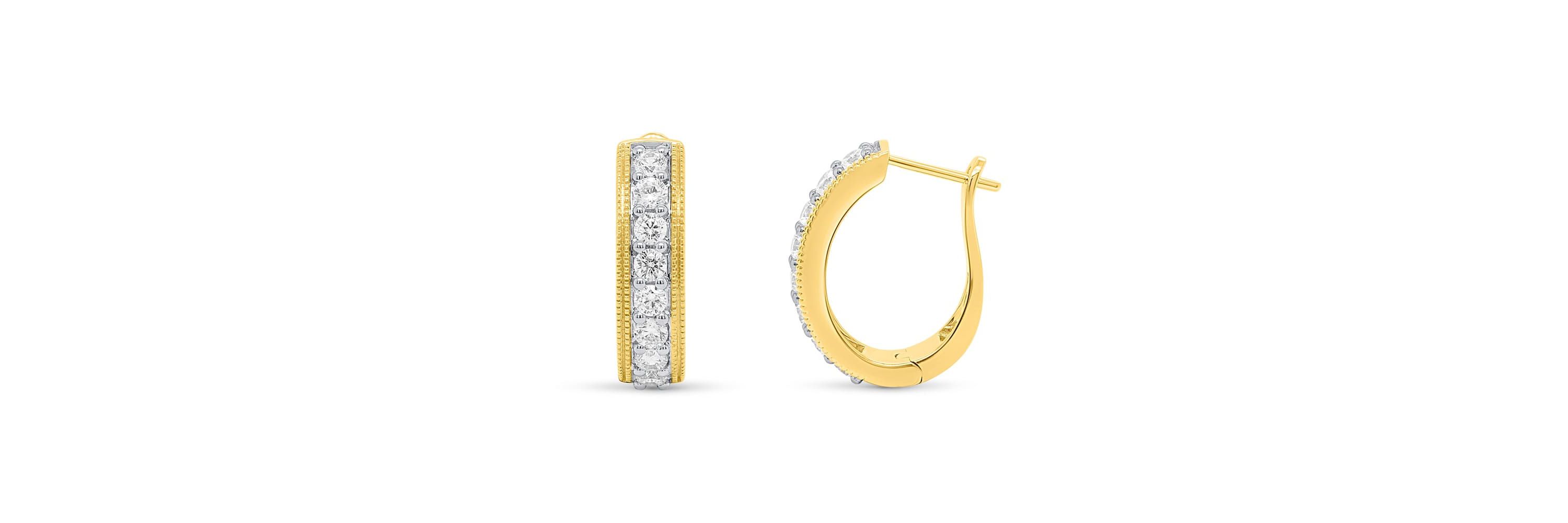 Lab Created 1 CTW LAB GROWN DIAMOND HOOP EARRINGS IN GOLD PLATED  STERLING SILVER