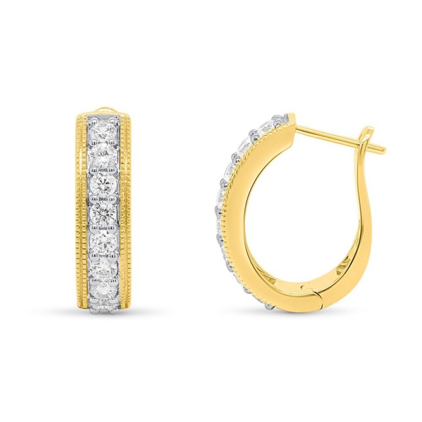 Lab Created 1 CTW LAB GROWN DIAMOND HOOP EARRINGS IN GOLD PLATED  STERLING SILVER