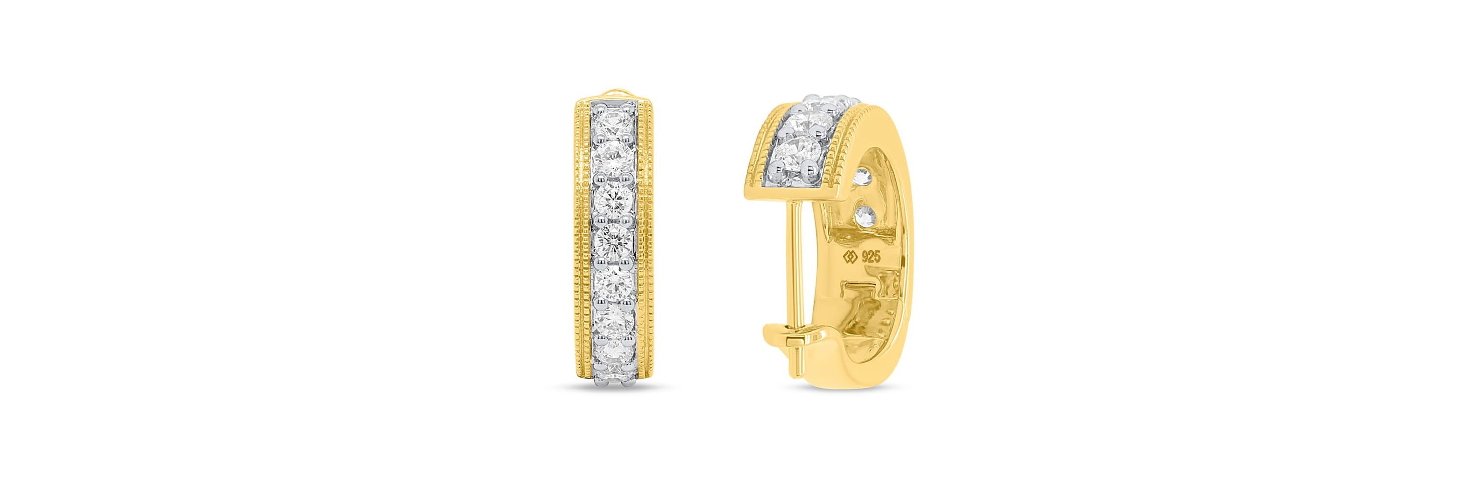 Lab Created 1 CTW LAB GROWN DIAMOND HOOP EARRINGS IN GOLD PLATED  STERLING SILVER