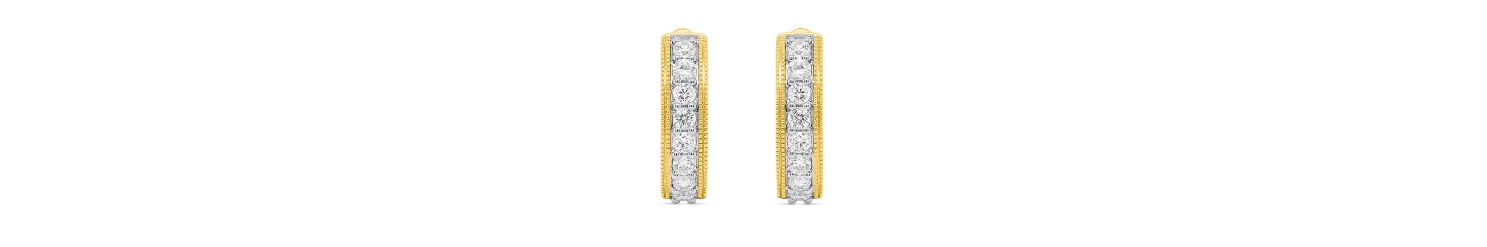 Lab Created 1 CTW LAB GROWN DIAMOND HOOP EARRINGS IN GOLD PLATED  STERLING SILVER
