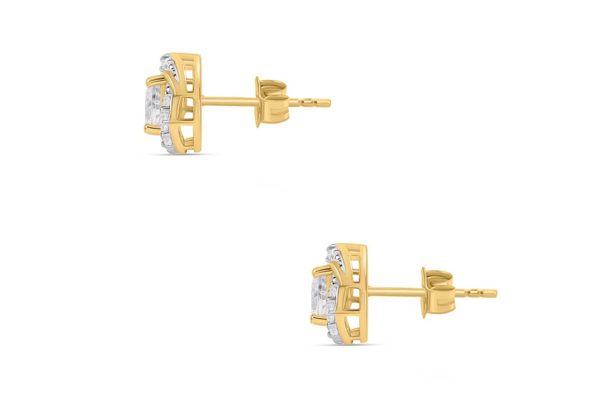 Lab Created 1CTW Lab Grown Diamond Love Knot Earrings In Gold Plated Sterling Silver