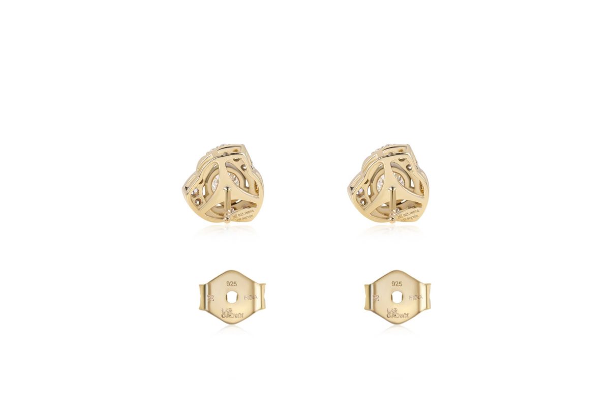 Lab Created 1CTW Lab Grown Diamond Love Knot Earrings In Gold Plated Sterling Silver