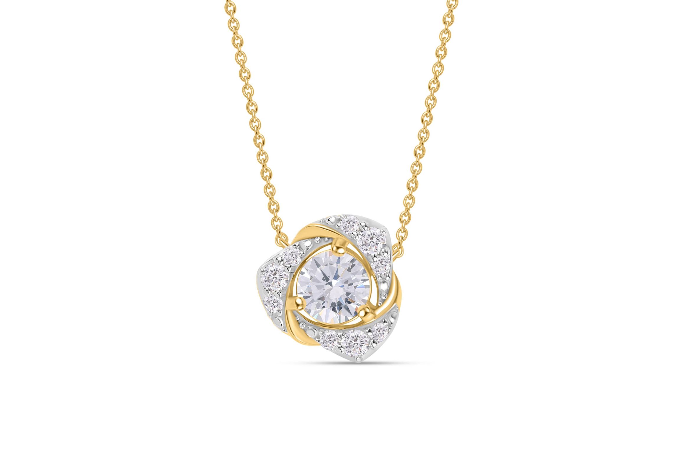 Lab Created 1CTW Lab Grown Diamond Love Knot Pendant In Gold Plated Sterling Silver