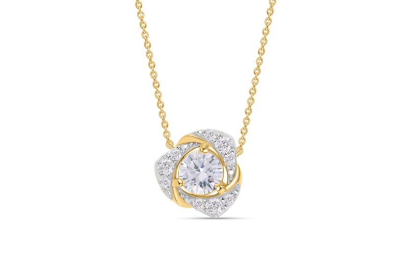 Lab Created 1CTW Lab Grown Diamond Love Knot Pendant In Gold Plated Sterling Silver