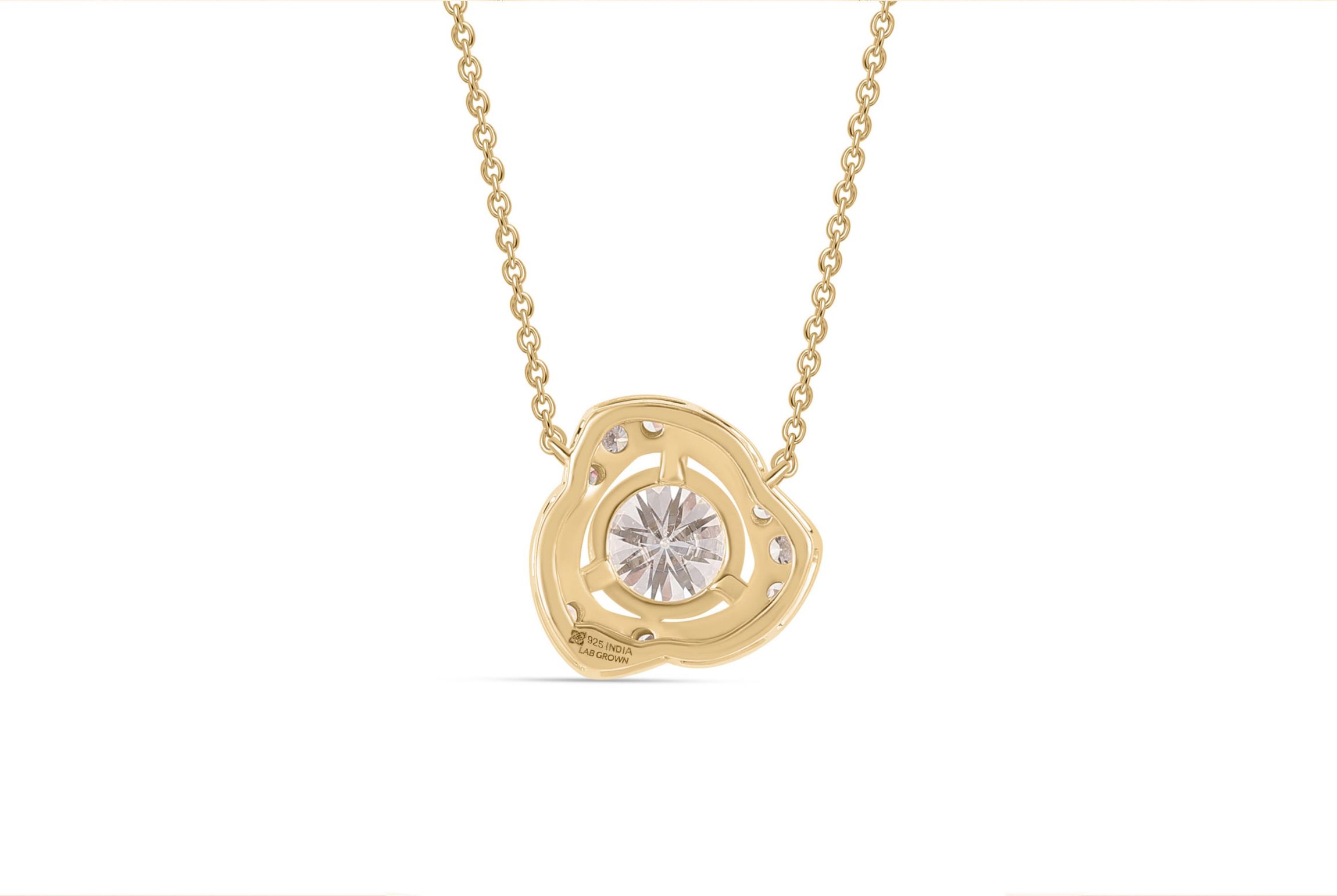 Lab Created 1CTW Lab Grown Diamond Love Knot Pendant In Gold Plated Sterling Silver