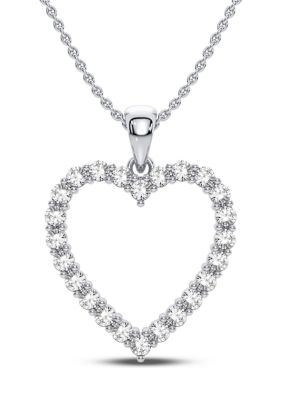 Ethique 1 2 Ct T W Lab Created Round Diamond Heart Pendant Necklace In 14k White Gold Belk