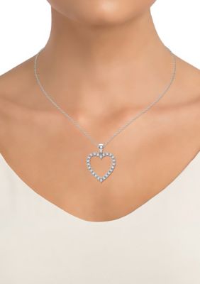 Ethique 1 2 Ct T W Lab Created Round Diamond Heart Pendant Necklace In 14k White Gold Belk