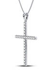 1/2 ct. t.w. Lab Created Round Diamond Cross Pendant Necklace in 14K White Gold 