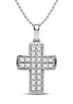 1/2 ct. t.w. Lab Created Diamond Cross Pendant Necklace in Sterling Silver 