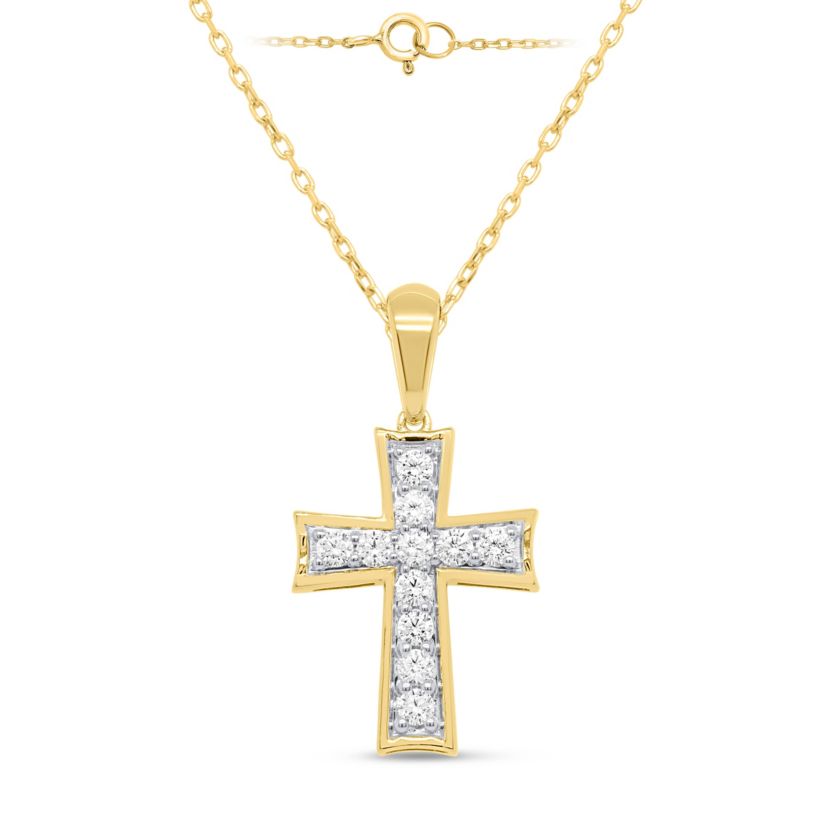 Lab Created 1/2 CTW LAB GROWN DIAMOND CROSS PENDANT IN GOLD PLATED STERLING SILVER