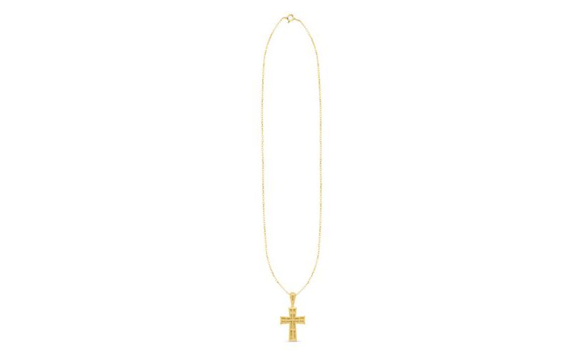 Lab Created 1/2 CTW LAB GROWN DIAMOND CROSS PENDANT IN GOLD PLATED STERLING SILVER