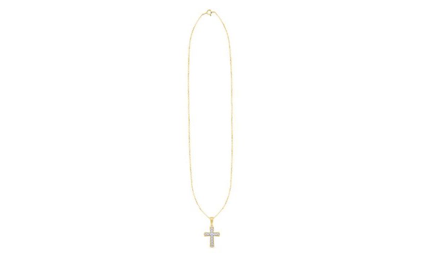 Lab Created 1/2 CTW LAB GROWN DIAMOND CROSS PENDANT IN GOLD PLATED STERLING SILVER