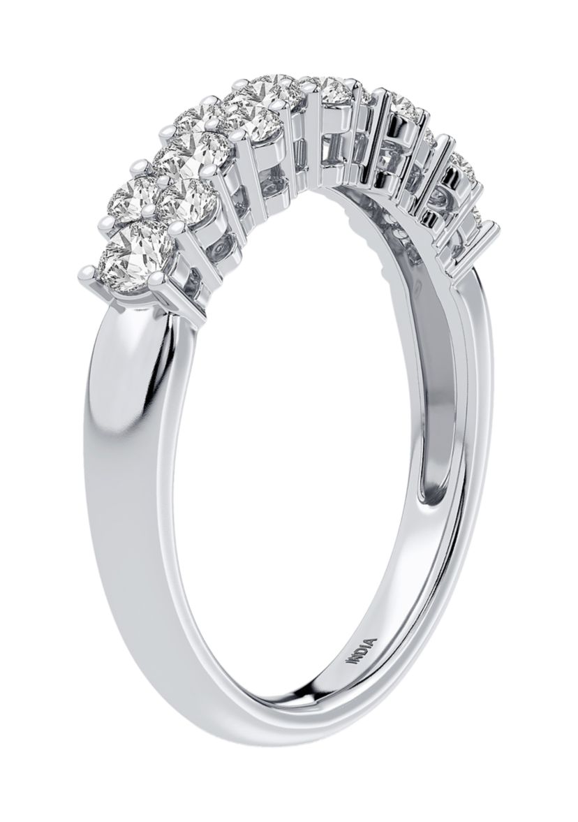 3/4 ct. t.w. Lab Created Round Diamond Fashion Band Ring in Sterling Silver 