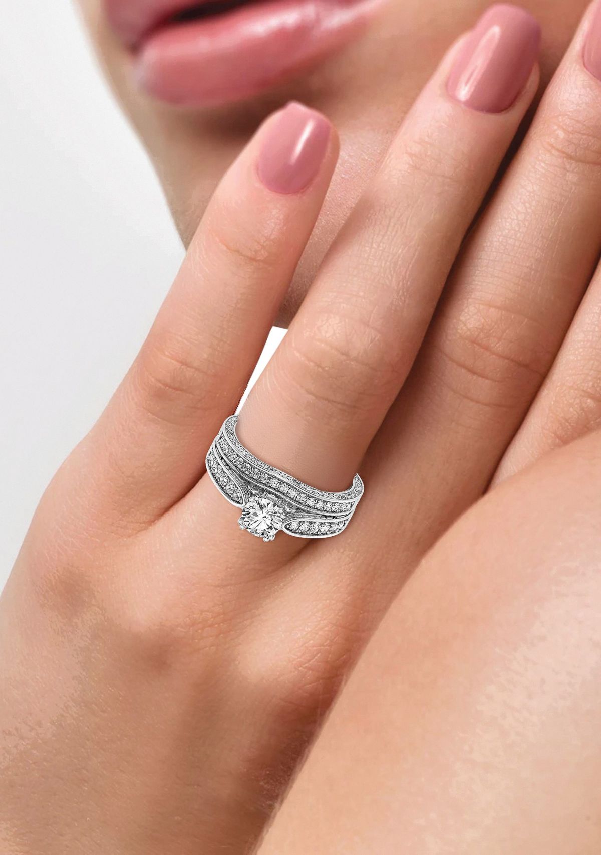 Lab Created 14KW 7/8 Ctw Lab Grown Diamond Ring.