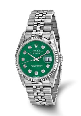 Preowned Rolex Mens Datejust Stainless Steel with 18K White Gold Fluted Bezel Jubilee Bracelet Watch  FINAL SALE NO RETURNS OR EXCHANGES